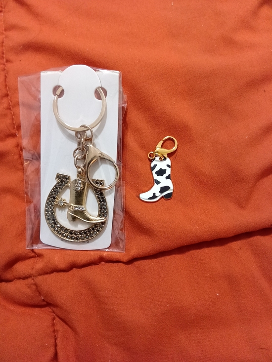Accessories - Boots On The Ground--Gold Cowboy Boot & Horseshoe Keychain Charm CHOOSE ONE